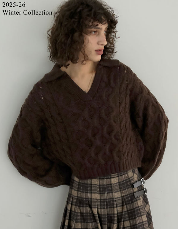 [2025 WINTER PRE ORDER]バルキーケーブルポロカラーニット