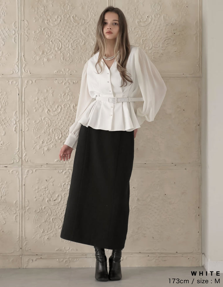 [MEISM by Re:EDIT][2025AW COLLECTION]袖シアータックペプラムブラウス[mb] トップス 人気レディースファッション通販 リエディ