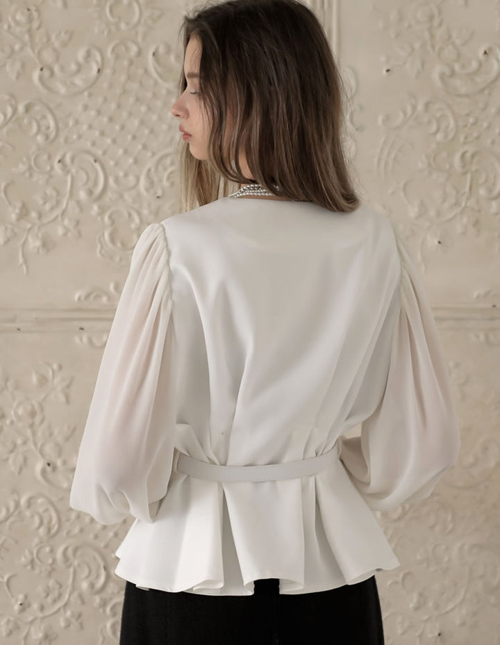 [MEISM by Re:EDIT][2025AW COLLECTION]袖シアータックペプラムブラウス[mb] トップス 人気レディースファッション通販 リエディ