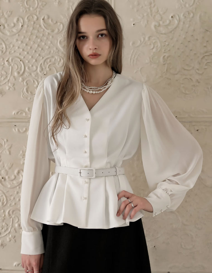 [MEISM by Re:EDIT][2025AW COLLECTION]袖シアータックペプラムブラウス[mb] トップス 人気レディースファッション通販 リエディ