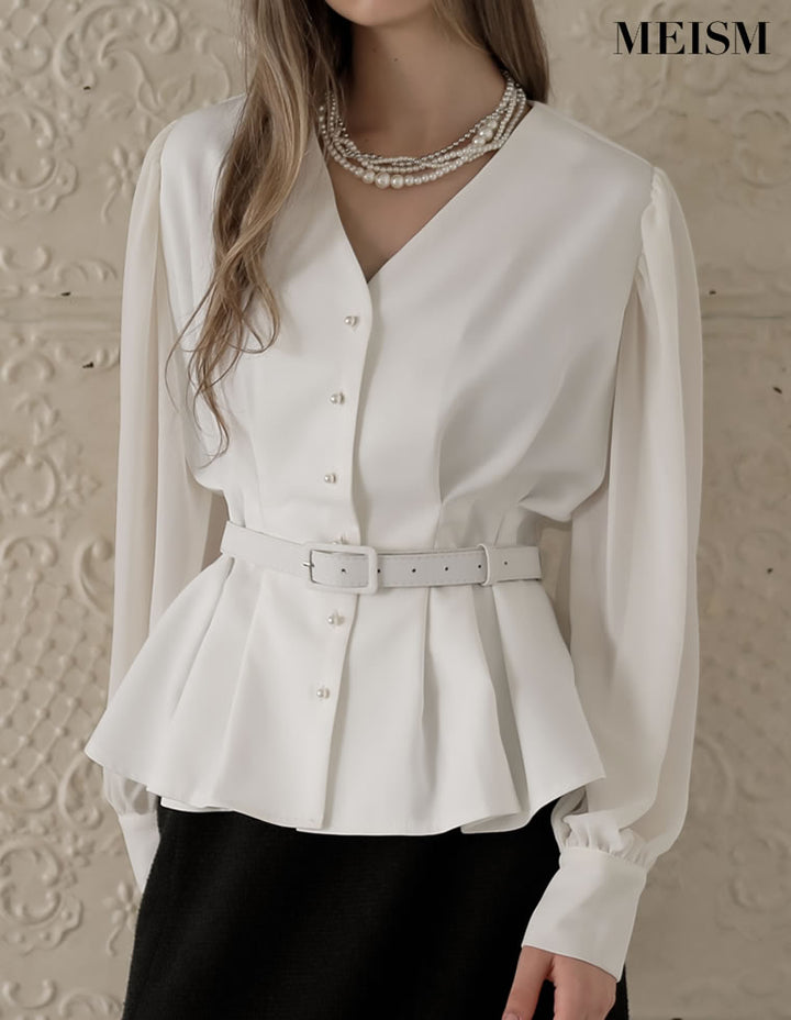 [MEISM by Re:EDIT][2025AW COLLECTION]袖シアータックペプラムブラウス[mb] トップス 人気レディースファッション通販 リエディ