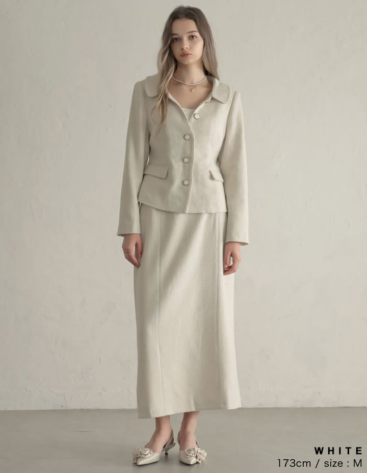 [MEISM by Re:EDIT][2025AW COLLECTION][低身長/高身長サイズ有]ドビーツイードナロースカート スカート 人気レディースファッション通販 リエディ