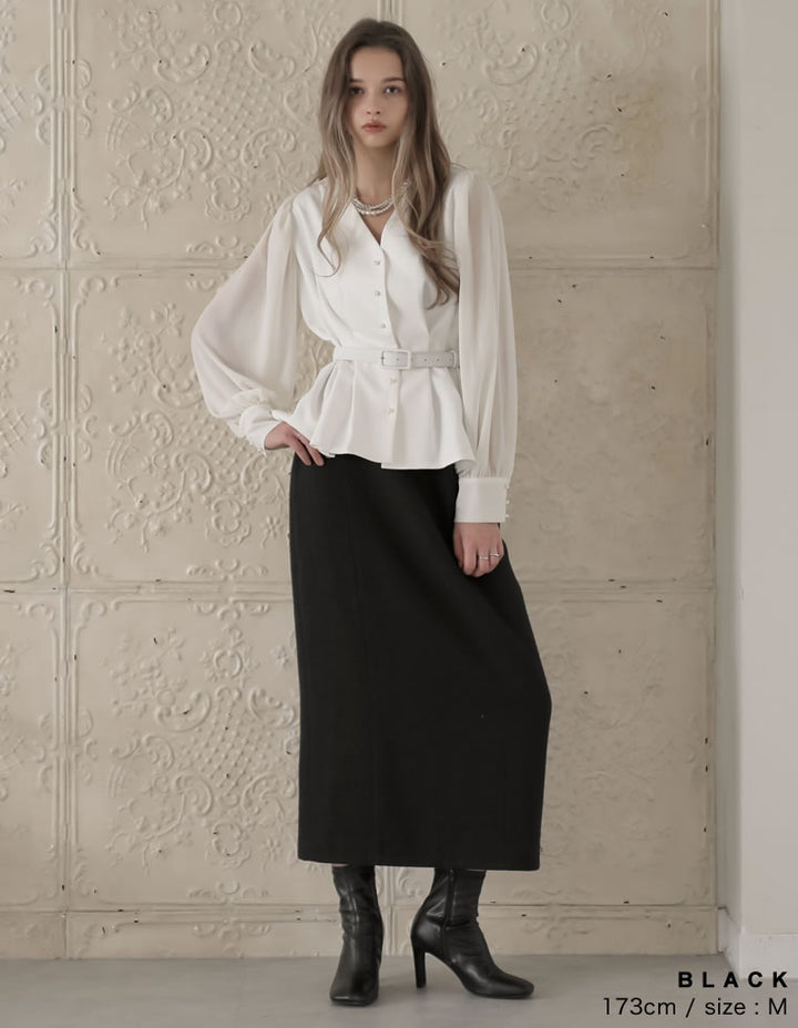 [MEISM by Re:EDIT][2025AW COLLECTION][低身長/高身長サイズ有]ドビーツイードナロースカート スカート 人気レディースファッション通販 リエディ