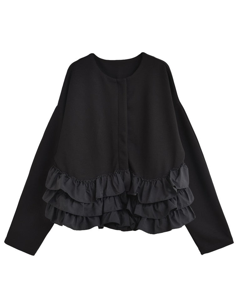 【定価4万】 高見え！ノーカラー フリル ブルゾン ボリュームアウター バルーン n2401-073284_1r.jpg