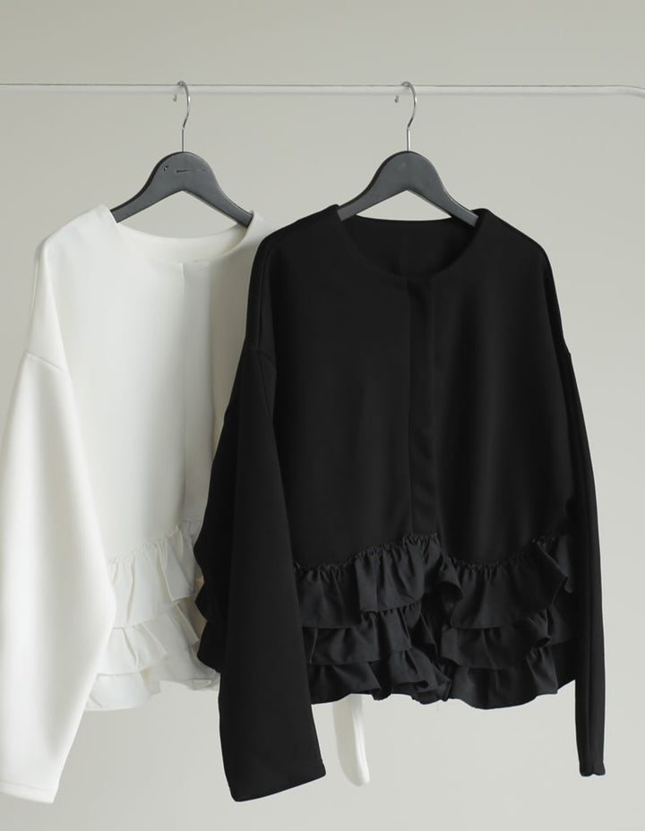 [MEISM by Re:EDIT][2025AW COLLECTION]ダンボールフリルノーカラーブルゾン ジャケット/アウター 人気レディースファッション通販 リエディ