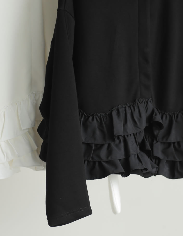 【定価4万】 高見え！ノーカラー フリル ブルゾン ボリュームアウター バルーン ダンボールフリルノーカラーブルゾン - ジャケット/アウター通販