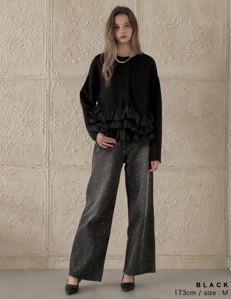 美品✨現行トゥービーシック　ダンボールラッフルスリーブ　フリル ノーカラーコート ELFRANK tシャツ ダンボールニットラッフルスリーブプルオーバー