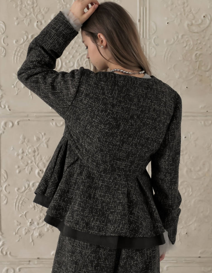 [MEISM by Re:EDIT][2025AW COLLECTION]ライトツイードペプラムVネックジャケット ジャケット/アウター 人気レディースファッション通販 リエディ