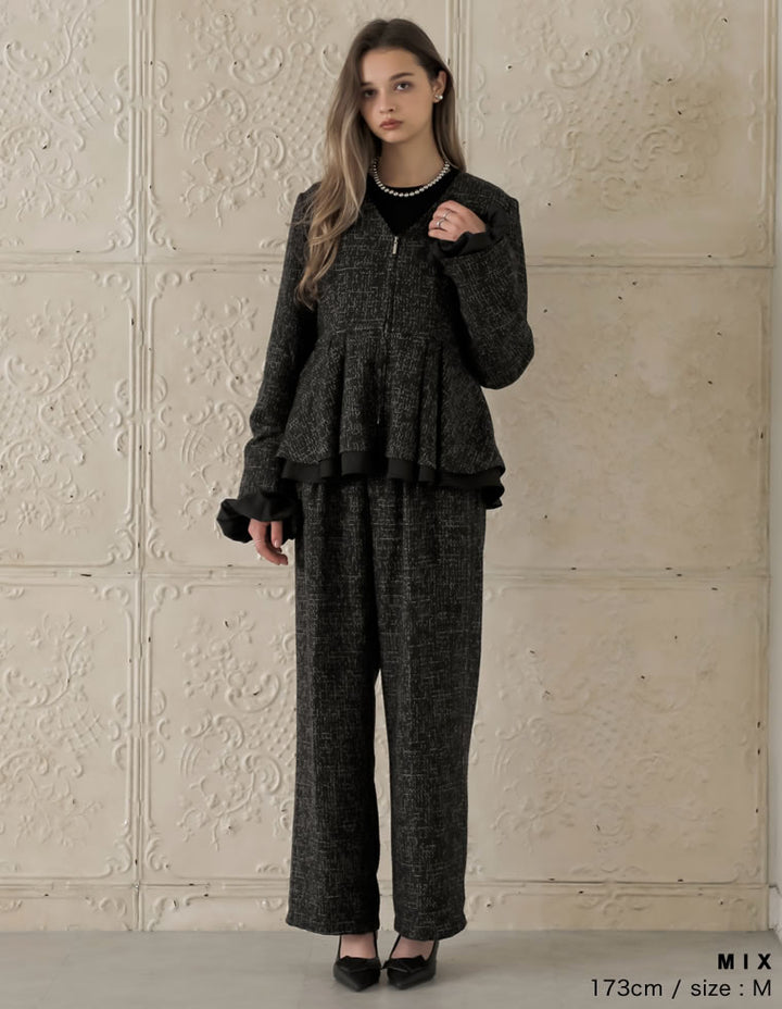 [MEISM by Re:EDIT][2025AW COLLECTION]ライトツイードペプラムVネックジャケット ジャケット/アウター 人気レディースファッション通販 リエディ