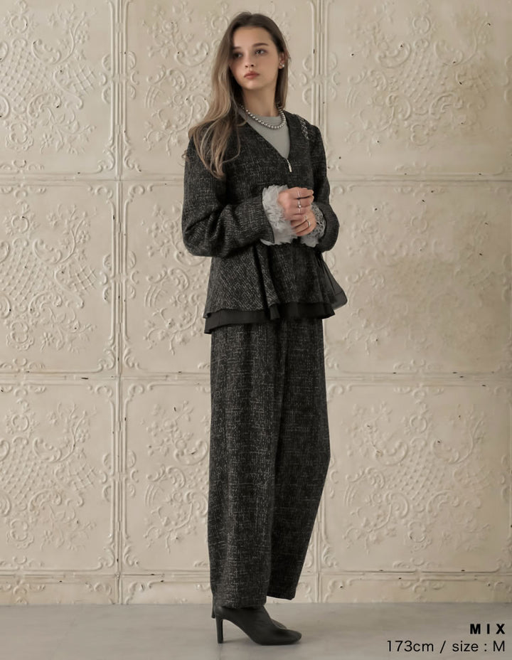 [MEISM by Re:EDIT][2025AW COLLECTION][低身長/高身長サイズ有]ライトツイードストレートパンツ パンツ 人気レディースファッション通販 リエディ