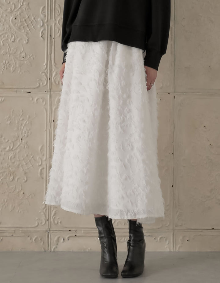 [MEISM by Re:EDIT][2025AW COLLECTION][低身長サイズ有]ジャカードフリンジロングフレアスカート スカート 人気レディースファッション通販 リエディ