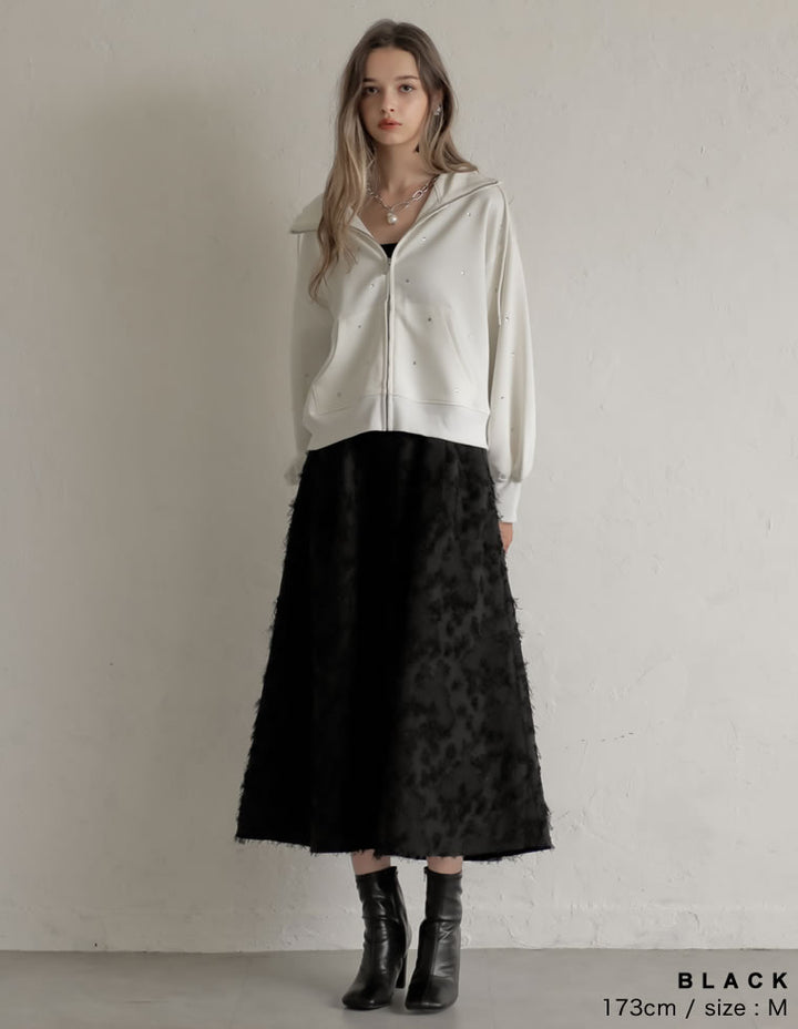 [MEISM by Re:EDIT][2025AW COLLECTION][低身長サイズ有]ジャカードフリンジロングフレアスカート スカート 人気レディースファッション通販 リエディ