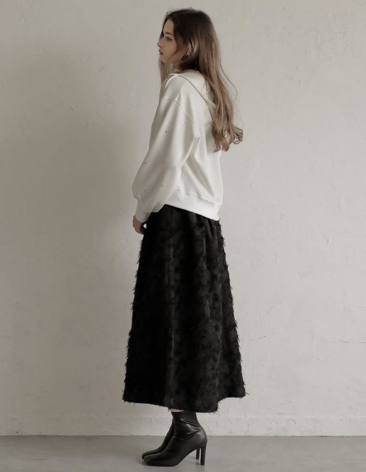 [MEISM by Re:EDIT][2025AW COLLECTION][低身長サイズ有]ジャカードフリンジロングフレアスカート スカート 人気レディースファッション通販 リエディ