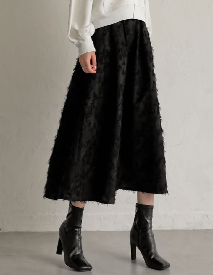 [MEISM by Re:EDIT][2025AW COLLECTION][低身長サイズ有]ジャカードフリンジロングフレアスカート スカート 人気レディースファッション通販 リエディ