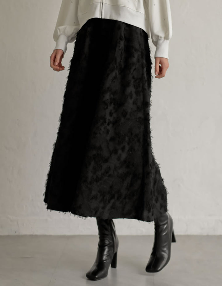 [MEISM by Re:EDIT][2025AW COLLECTION][低身長サイズ有]ジャカードフリンジロングフレアスカート スカート 人気レディースファッション通販 リエディ