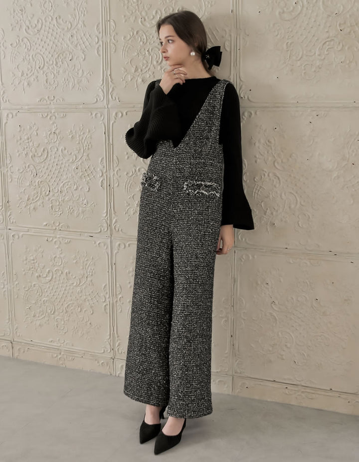 [MEISM by Re:EDIT][2025AW COLLECTION][低身長/高身長サイズ有]ツイードフレアオールインワン オールインワン 人気レディースファッション通販 リエディ