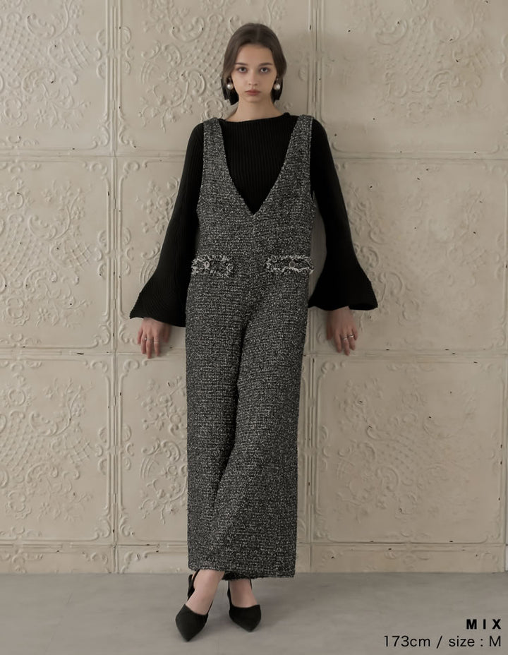[MEISM by Re:EDIT][2025AW COLLECTION][低身長/高身長サイズ有]ツイードフレアオールインワン オールインワン 人気レディースファッション通販 リエディ