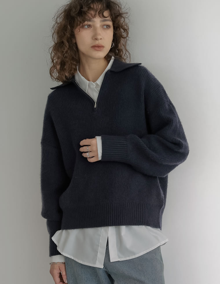 静電気防止ハーフジップニットプルオーバー - トップス通販 | 人気