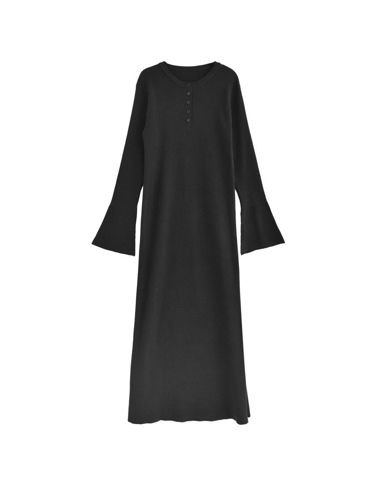 【美品】バーガンディ フレアスリーブ タイトワンピース フレアスリーブリブニットワンピース - ワンピース通販 | 人気