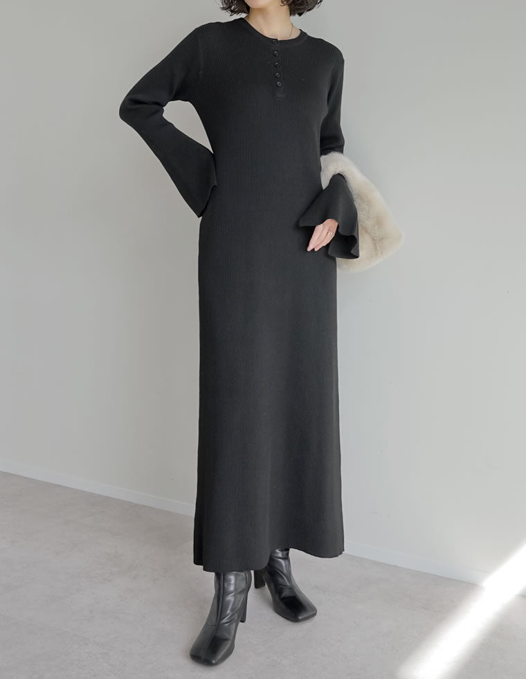 フレアスリーブリブニットワンピース - ワンピース通販 | 人気