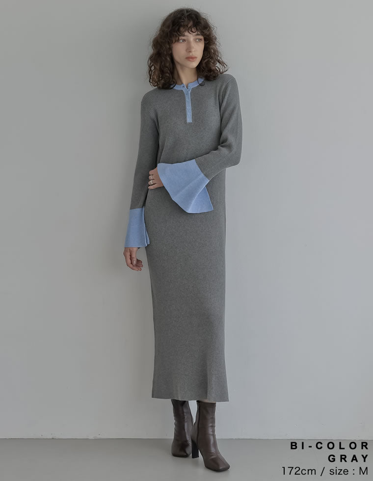 1回着用◎BURBERRY フレアスリーブ ワンピース ジュノア JUNOAH フレアスリーブIラインリブワンピース （ブラック