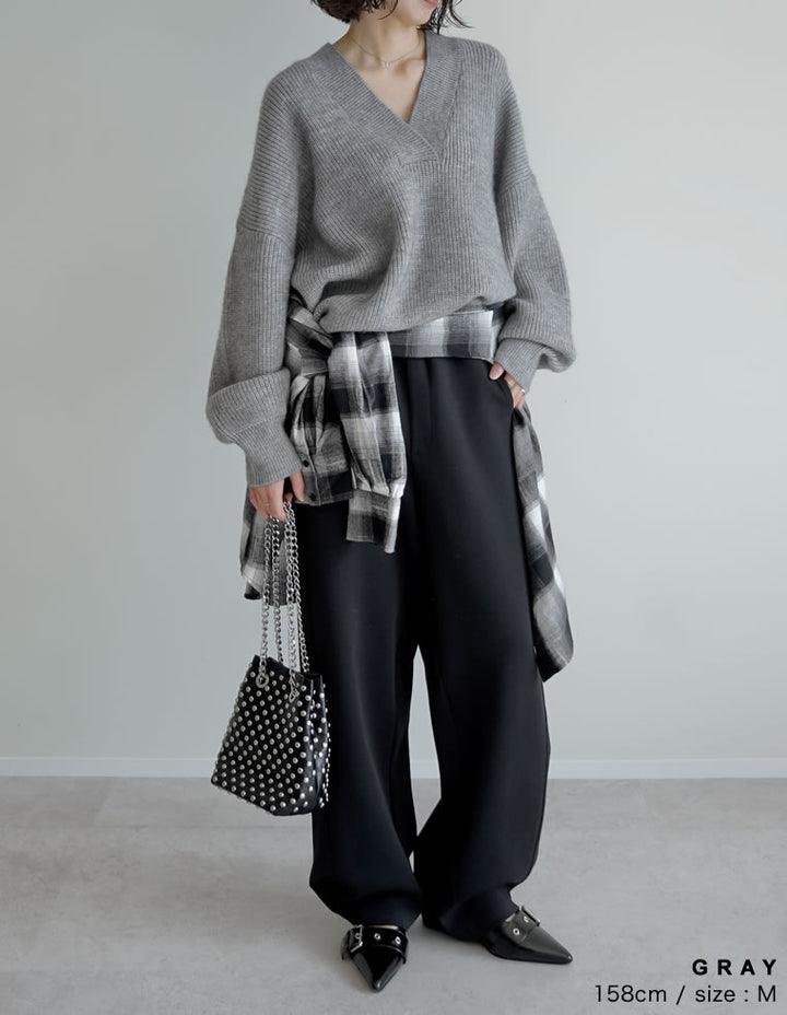 [2025AW COLLECTION][静電気防止]深Vネックニットプルオーバー トップス 人気レディースファッション通販 リエディ