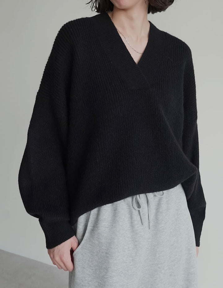[2025AW COLLECTION][静電気防止]深Vネックニットプルオーバー トップス 人気レディースファッション通販 リエディ