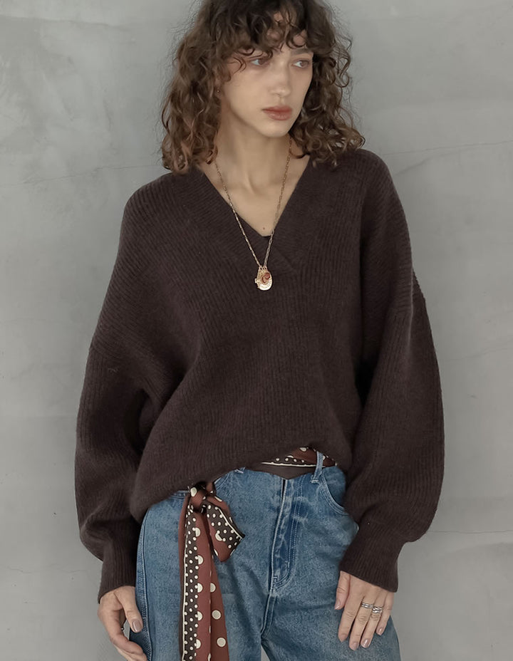 [2025AW COLLECTION][静電気防止]深Vネックニットプルオーバー トップス 人気レディースファッション通販 リエディ