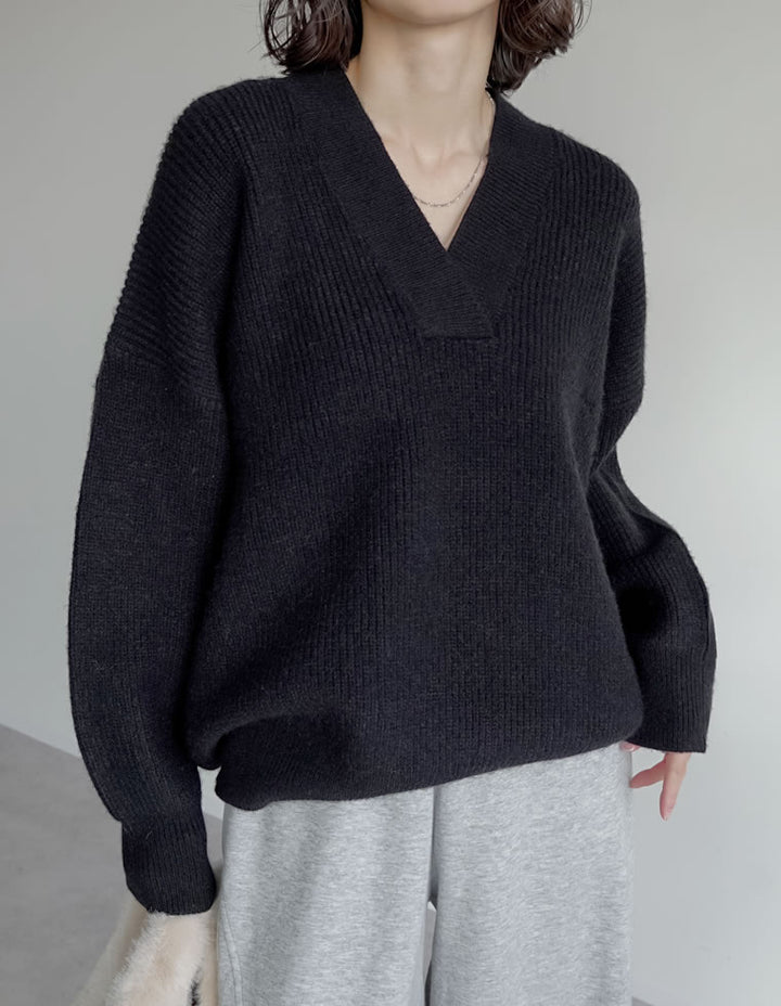 [2025AW COLLECTION][静電気防止]深Vネックニットプルオーバー トップス 人気レディースファッション通販 リエディ