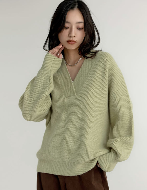 【あったかアイテムフェア 10%OFF】[2025AW COLLECTION][静電気防止]深Vネックニットプルオーバー