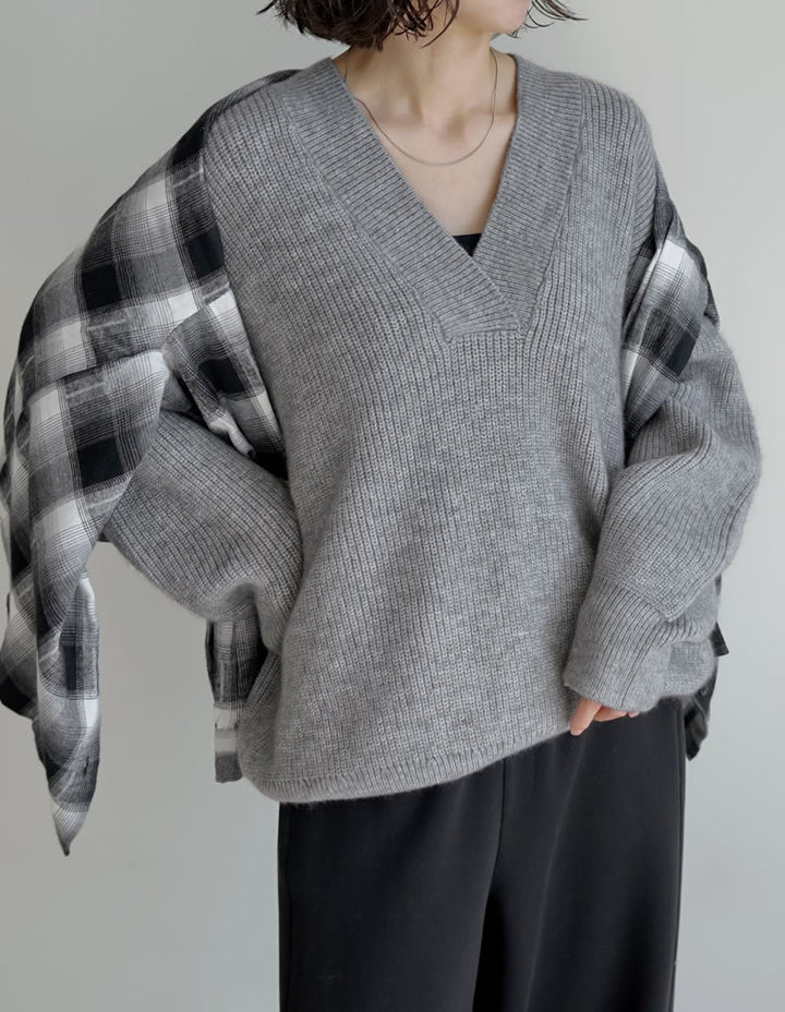 [2025AW COLLECTION][静電気防止]深Vネックニットプルオーバー トップス 人気レディースファッション通販 リエディ