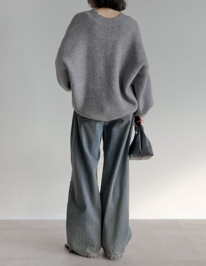 [2025AW COLLECTION][静電気防止]深Vネックニットプルオーバー トップス 人気レディースファッション通販 リエディ