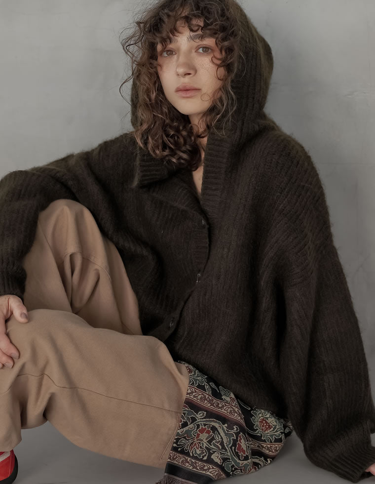 片畔編みフーディニットカーディガン - トップス通販 | 人気レディース