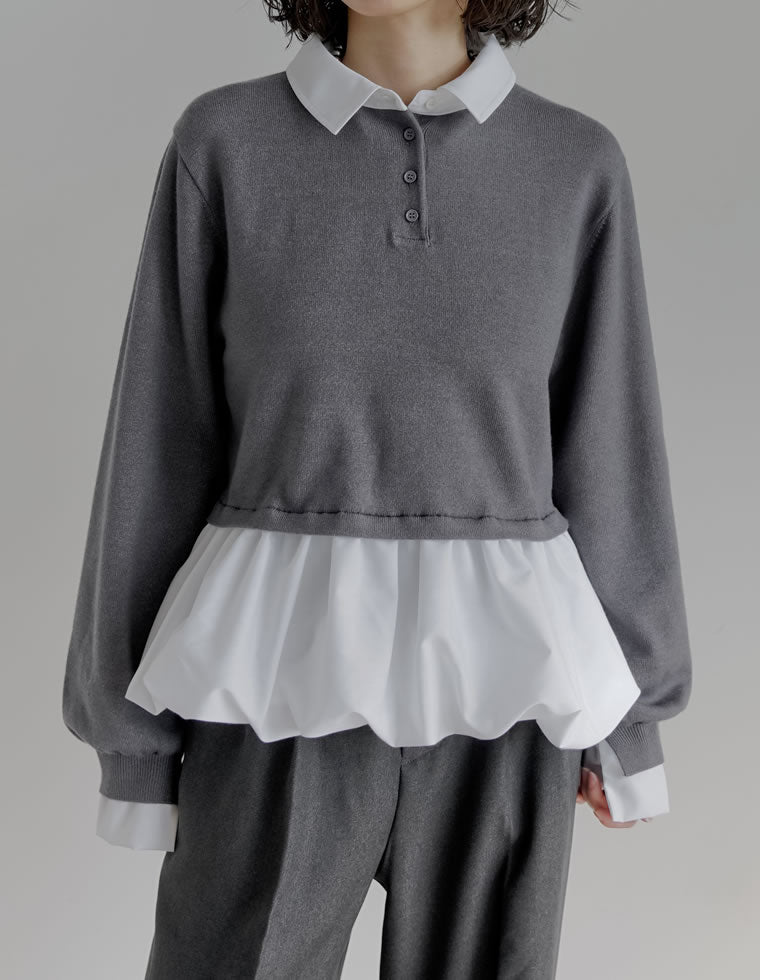 ニット×シャツレイヤード風トップス - トップス通販 | 人気レディース
