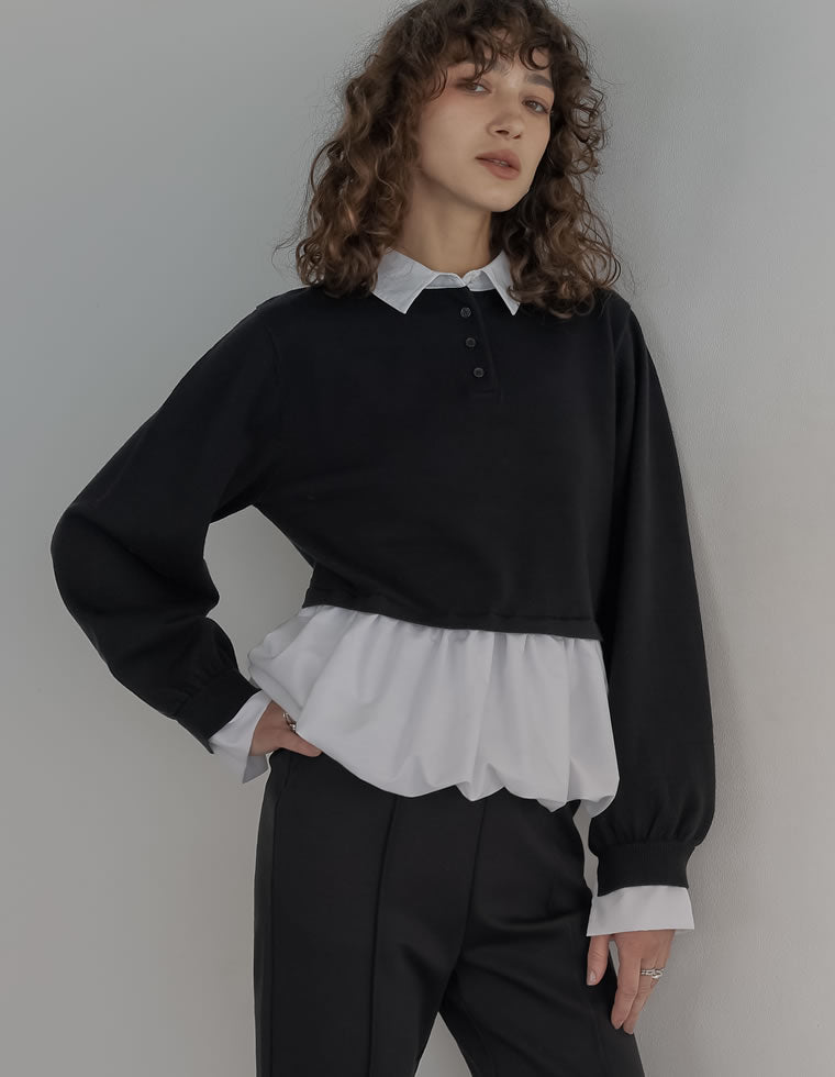 ニット×シャツレイヤード風トップス - トップス通販 | 人気レディース
