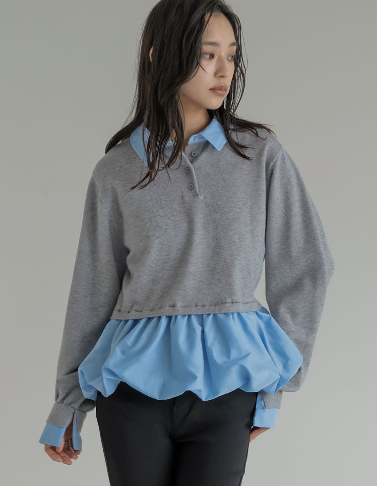 ニット×シャツレイヤード風トップス - トップス通販 | 人気レディース