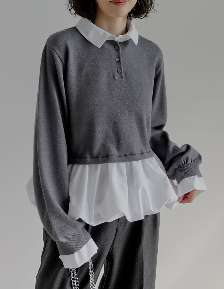 ニット×シャツレイヤード風トップス - トップス通販 | 人気レディース