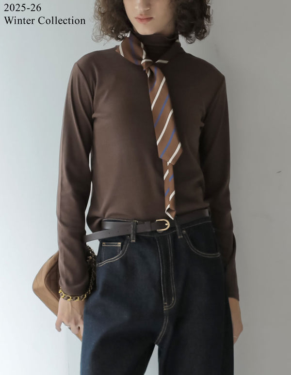 [2025 WINTER PRE ORDER][汗じみ防止][UVカット]リブカットソーハイネックトップス [mb]