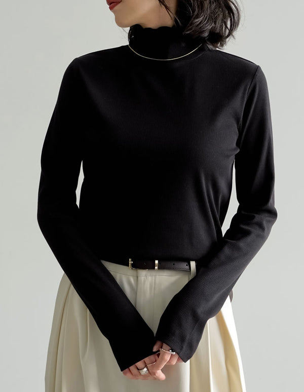 [2025 WINTER COLLECTION][汗じみ防止][UVカット]リブカットソーハイネックトップス[mb]