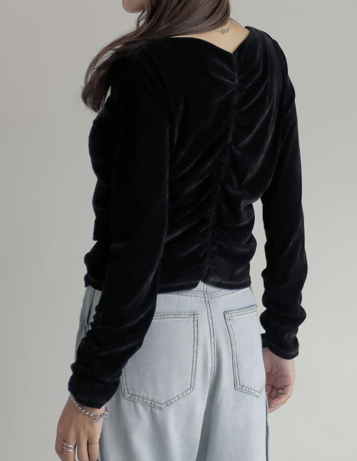 シアーフロッキーベロアギャザートップス トップス 人気レディースファッション通販 リエディ