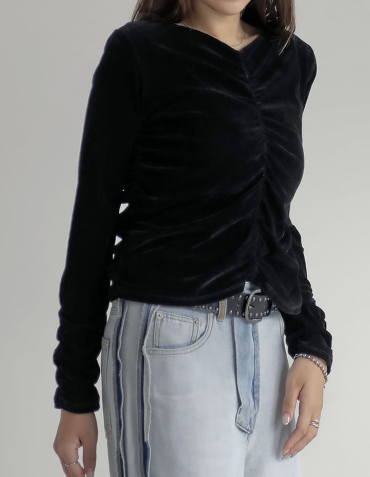 シアーフロッキーベロアギャザートップス トップス 人気レディースファッション通販 リエディ