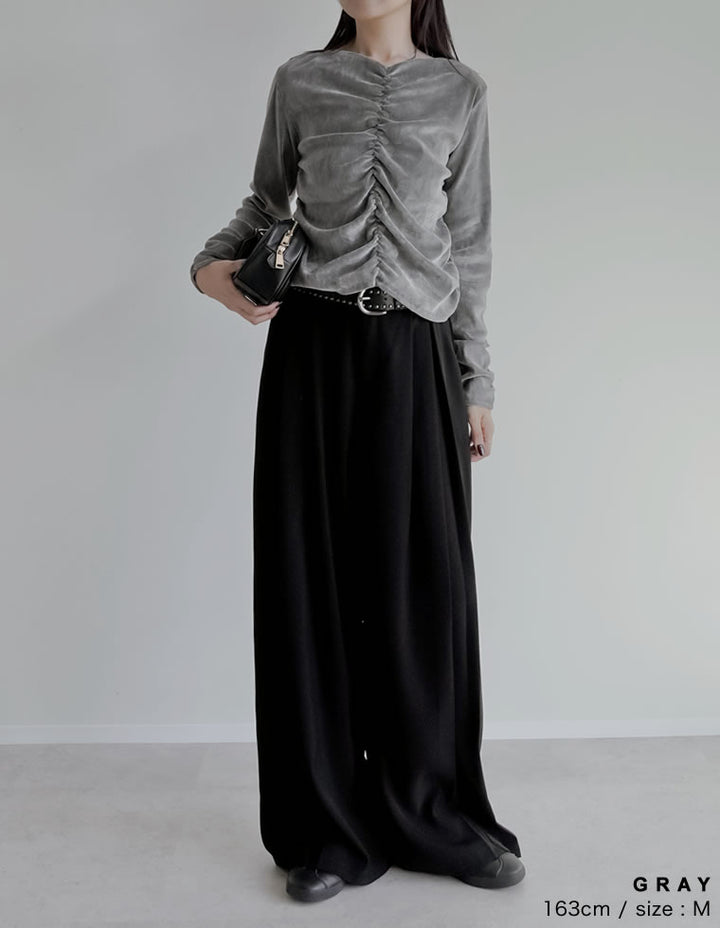 シアーフロッキーベロアギャザートップス トップス 人気レディースファッション通販 リエディ