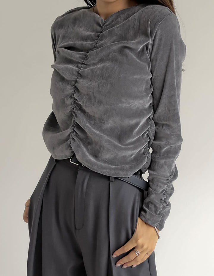 シアーフロッキーベロアギャザートップス トップス 人気レディースファッション通販 リエディ