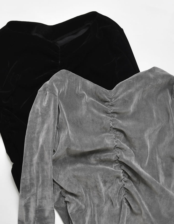 シアーフロッキーベロアギャザートップス トップス 人気レディースファッション通販 リエディ