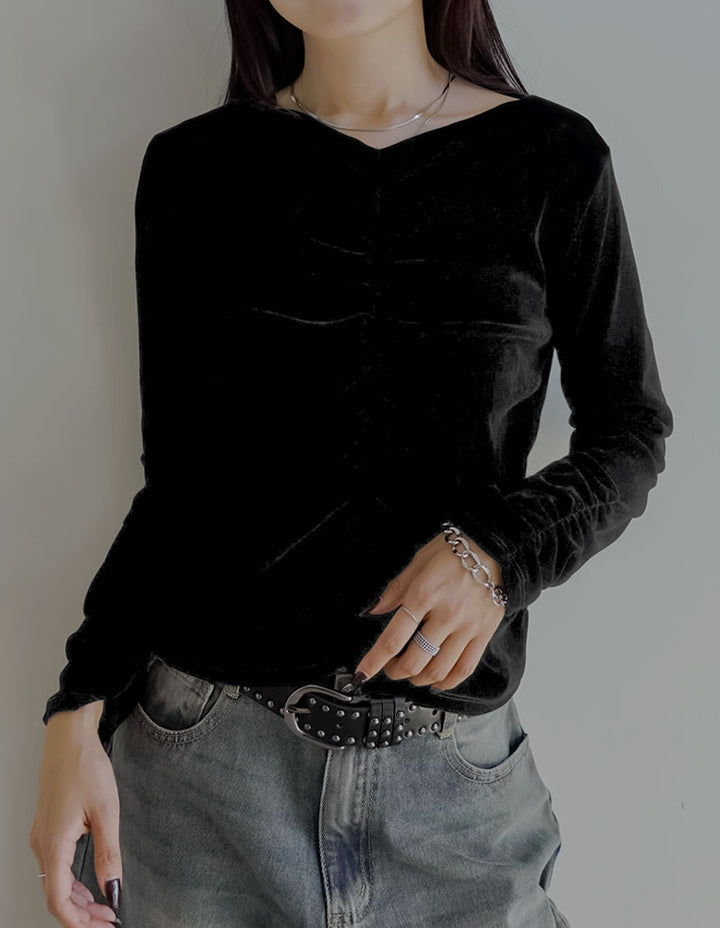 シアーフロッキーベロアギャザートップス トップス 人気レディースファッション通販 リエディ