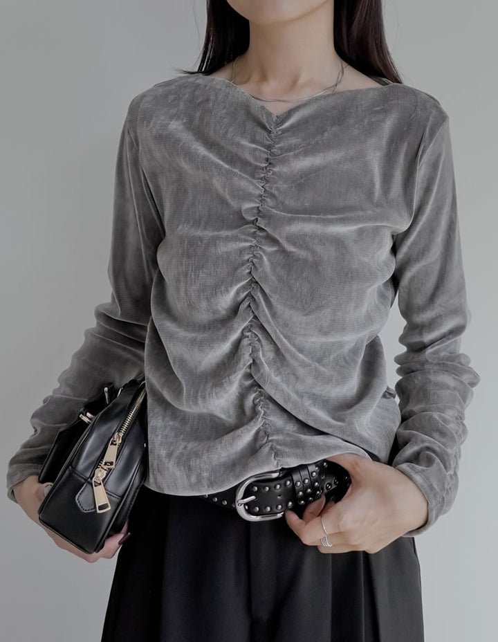 シアーフロッキーベロアギャザートップス トップス 人気レディースファッション通販 リエディ