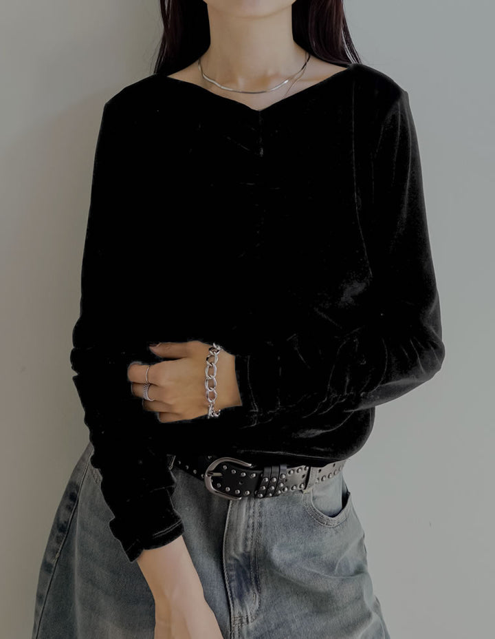 シアーフロッキーベロアギャザートップス トップス 人気レディースファッション通販 リエディ