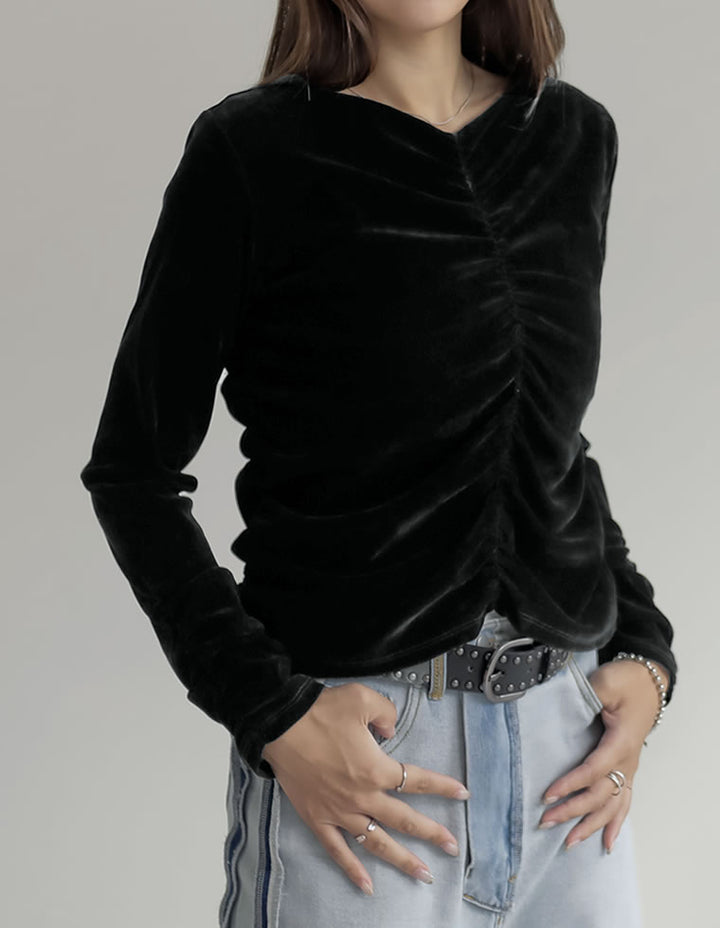 シアーフロッキーベロアギャザートップス トップス 人気レディースファッション通販 リエディ