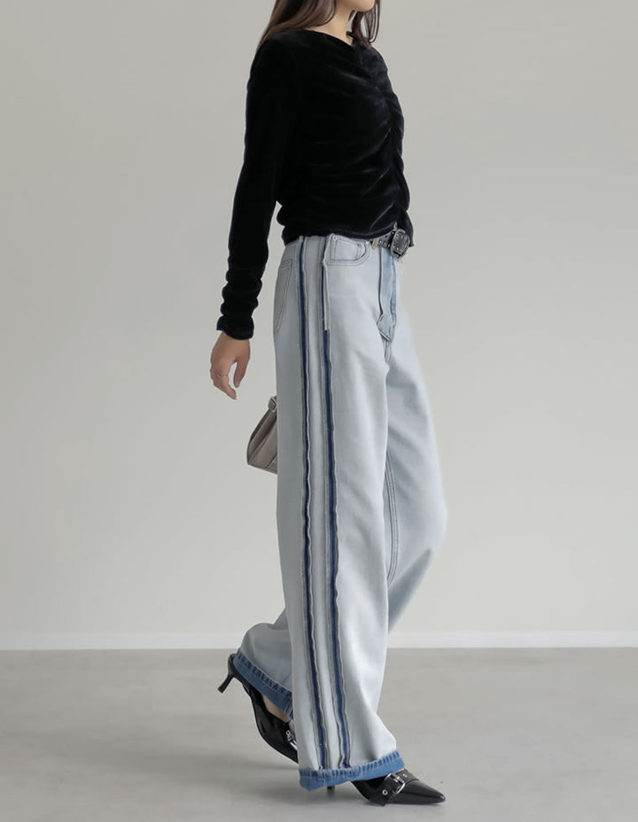 シアーフロッキーベロアギャザートップス トップス 人気レディースファッション通販 リエディ