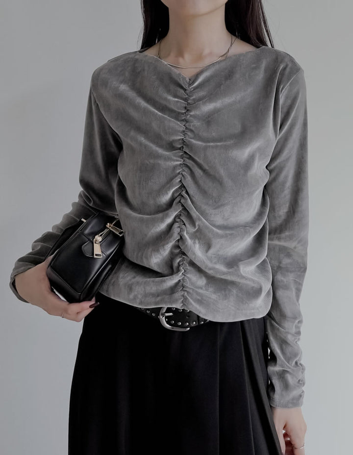 シアーフロッキーベロアギャザートップス トップス 人気レディースファッション通販 リエディ